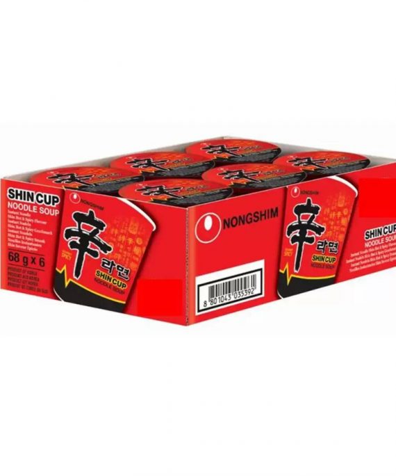 Nongshim Shin Cup Noodle Soup, 6 x 68g